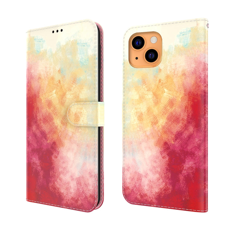 For iPhone 13 Watercolor Pattern Horizontal Flip Leather Case with Holder & Card Slot & Wallet