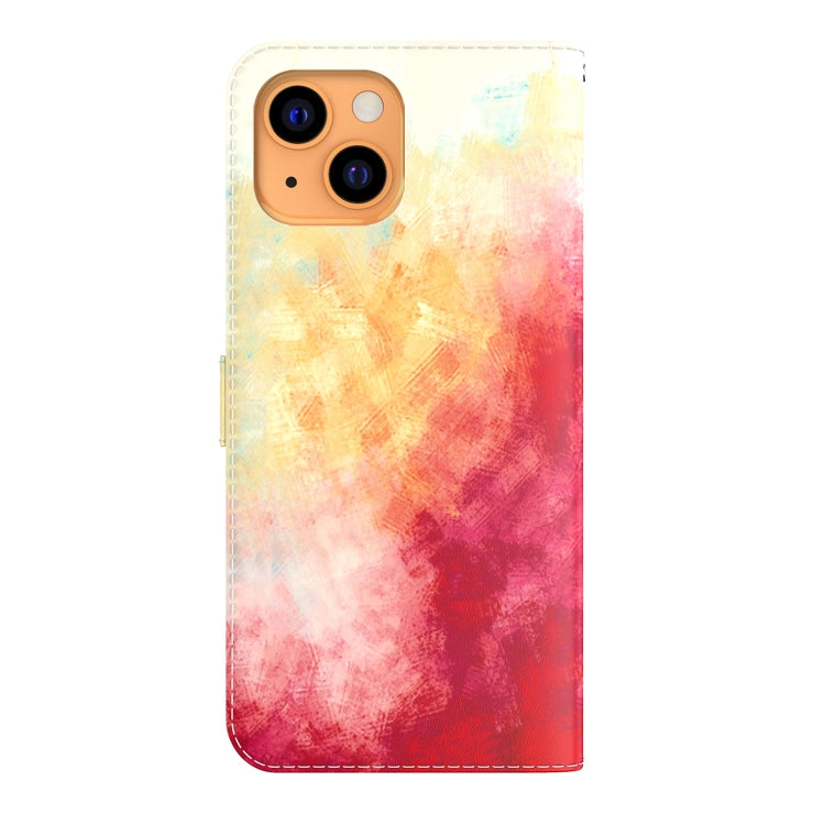 For iPhone 13 Watercolor Pattern Horizontal Flip Leather Case with Holder & Card Slot & Wallet