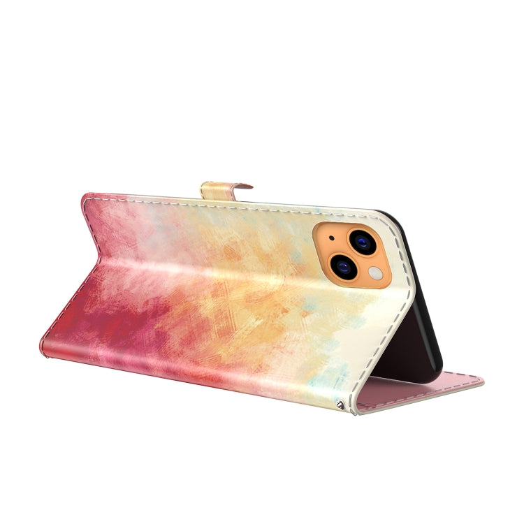 For iPhone 13 Watercolor Pattern Horizontal Flip Leather Case with Holder & Card Slot & Wallet