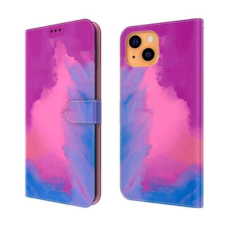 For iPhone 13 Watercolor Pattern Horizontal Flip Leather Case with Holder & Card Slot & Wallet