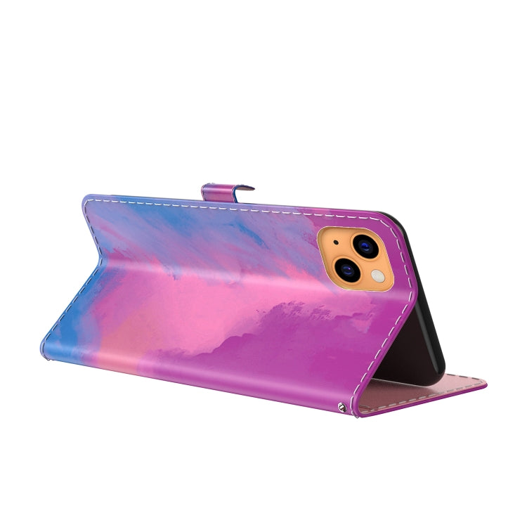 For iPhone 13 Watercolor Pattern Horizontal Flip Leather Case with Holder & Card Slot & Wallet