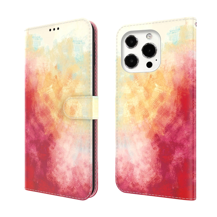 For iPhone 13 Pro Watercolor Pattern Horizontal Flip Leather Case with Holder & Card Slot & Wallet