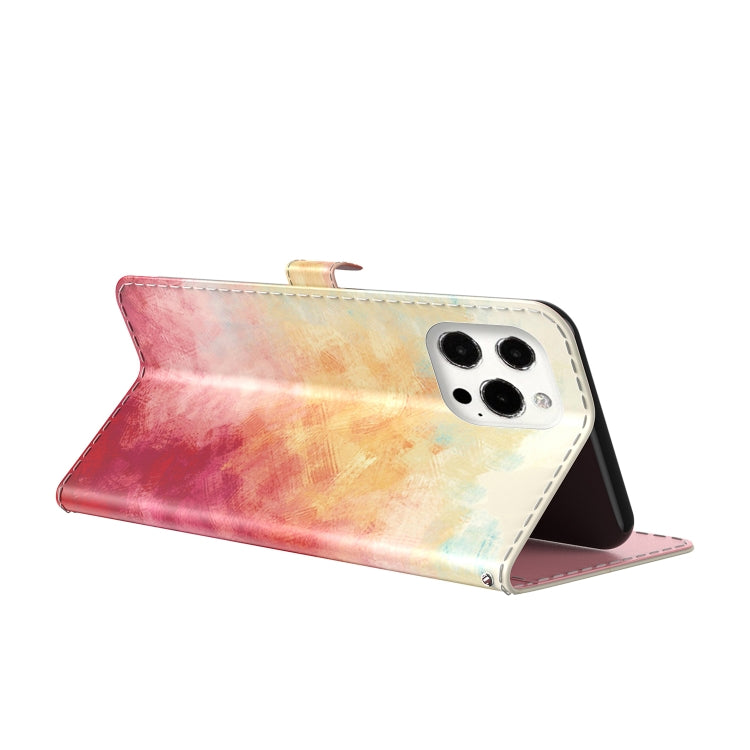 For iPhone 13 Pro Watercolor Pattern Horizontal Flip Leather Case with Holder & Card Slot & Wallet