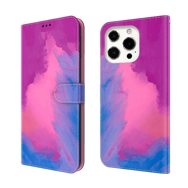 For iPhone 13 Pro Watercolor Pattern Horizontal Flip Leather Case with Holder & Card Slot & Wallet