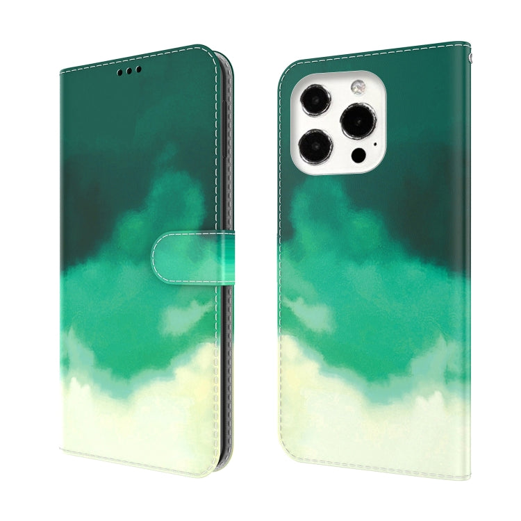 For iPhone 13 Pro Max Watercolor Pattern Horizontal Flip Leather Case with Holder & Card Slot & Wallet