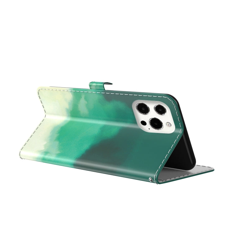 For iPhone 13 Pro Max Watercolor Pattern Horizontal Flip Leather Case with Holder & Card Slot & Wallet