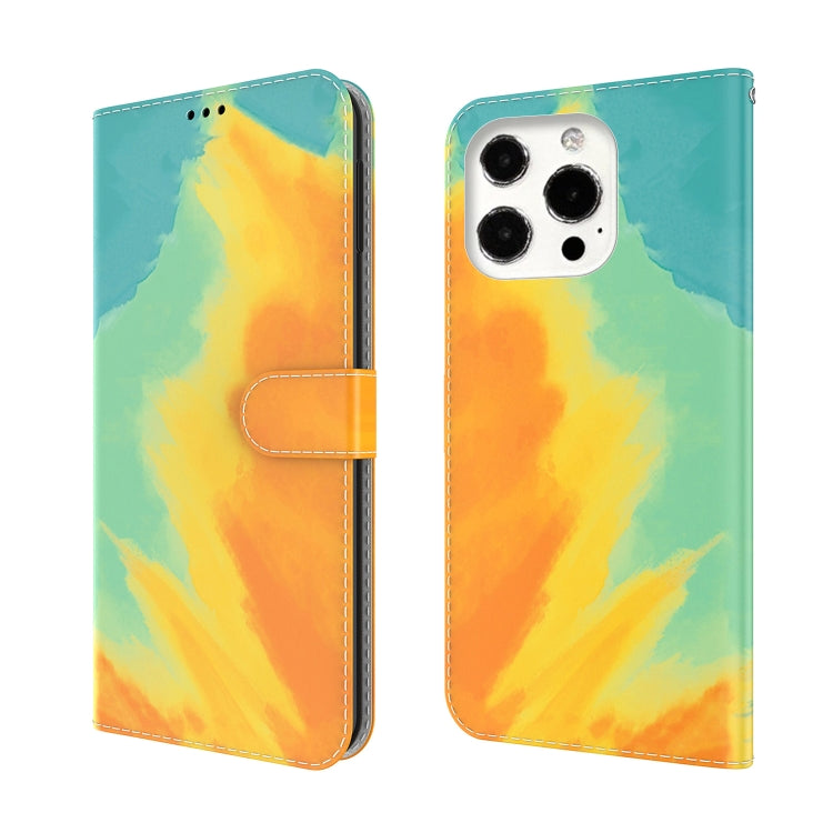 For iPhone 13 Pro Max Watercolor Pattern Horizontal Flip Leather Case with Holder & Card Slot & Wallet