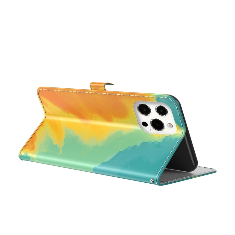 For iPhone 13 Pro Max Watercolor Pattern Horizontal Flip Leather Case with Holder & Card Slot & Wallet