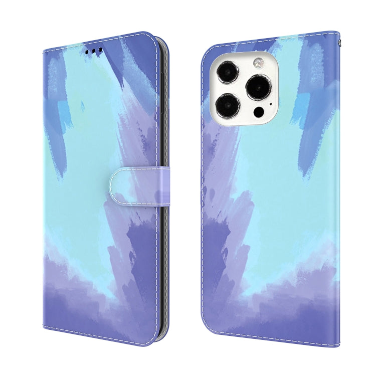 For iPhone 13 Pro Max Watercolor Pattern Horizontal Flip Leather Case with Holder & Card Slot & Wallet