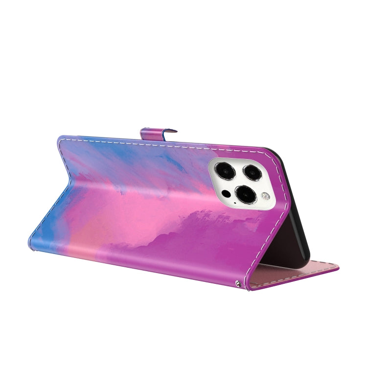 For iPhone 13 Pro Max Watercolor Pattern Horizontal Flip Leather Case with Holder & Card Slot & Wallet