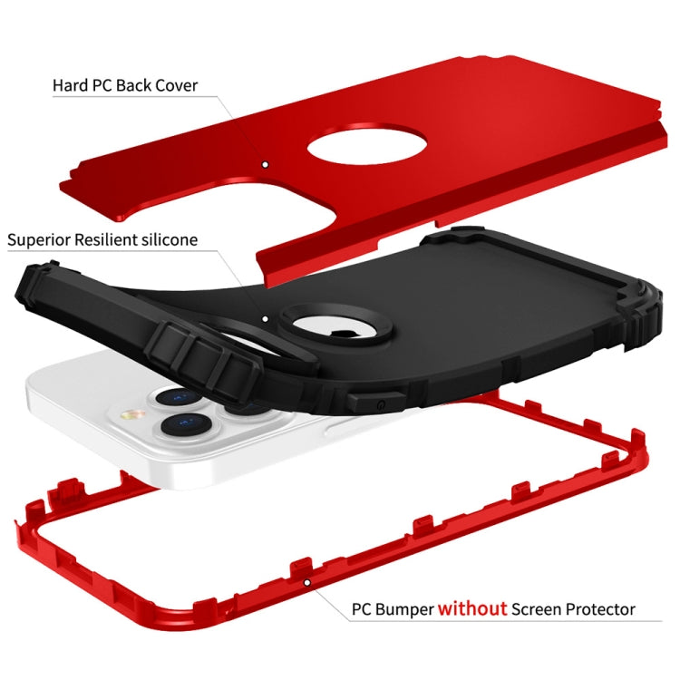 For iPhone 13 mini 3 in 1 Shockproof PC + Silicone Protective Case