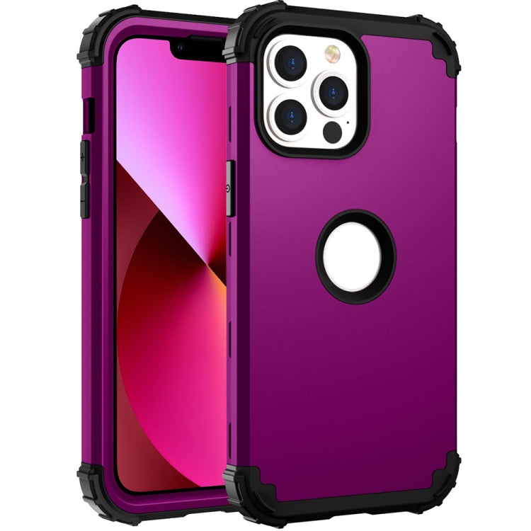 For iPhone 13 3 in 1 Shockproof PC + Silicone Protective Case