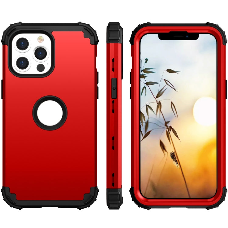 For iPhone 13 Pro Max 3 in 1 Shockproof PC + Silicone Protective Case