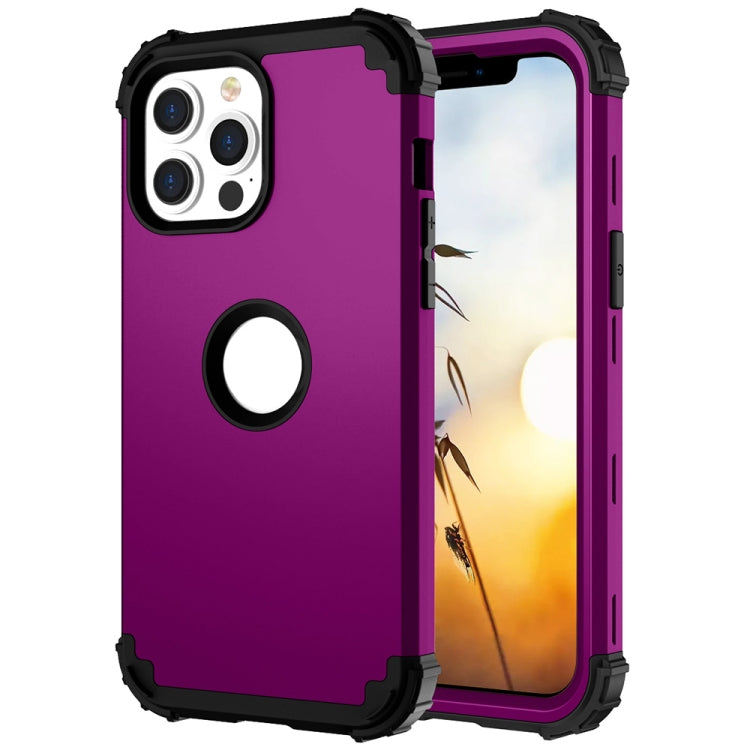 For iPhone 13 Pro Max 3 in 1 Shockproof PC + Silicone Protective Case