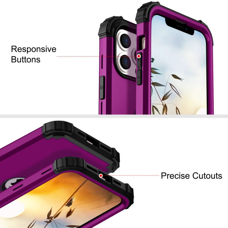 For iPhone 13 Pro Max 3 in 1 Shockproof PC + Silicone Protective Case