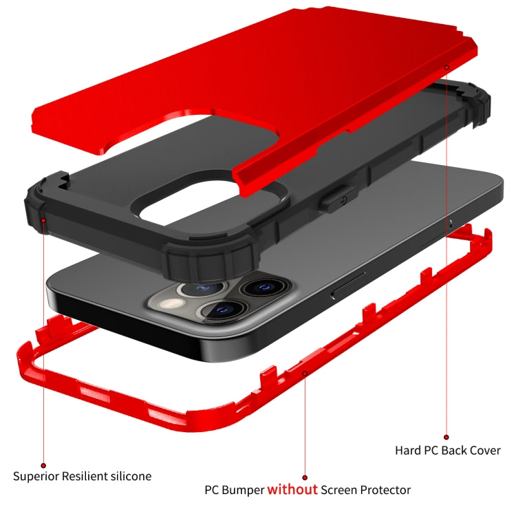 For iPhone 13 Pro Max 3 in 1 Shockproof PC + Silicone Protective Case For iPhone 12 Pro Max