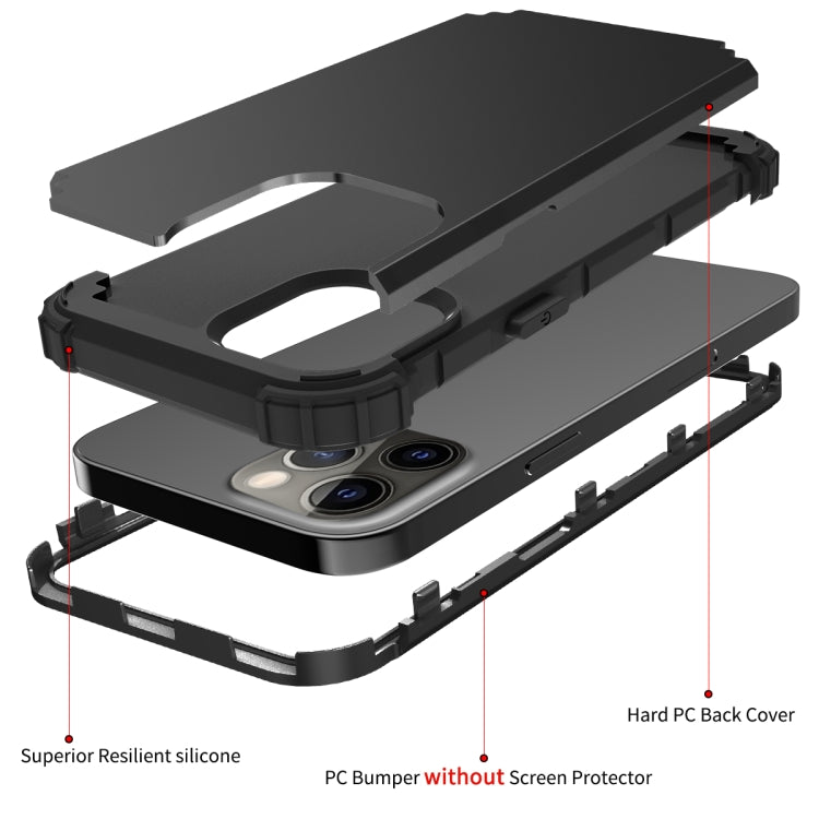For iPhone 13 Pro Max 3 in 1 Shockproof PC + Silicone Protective Case For iPhone 12 Pro Max