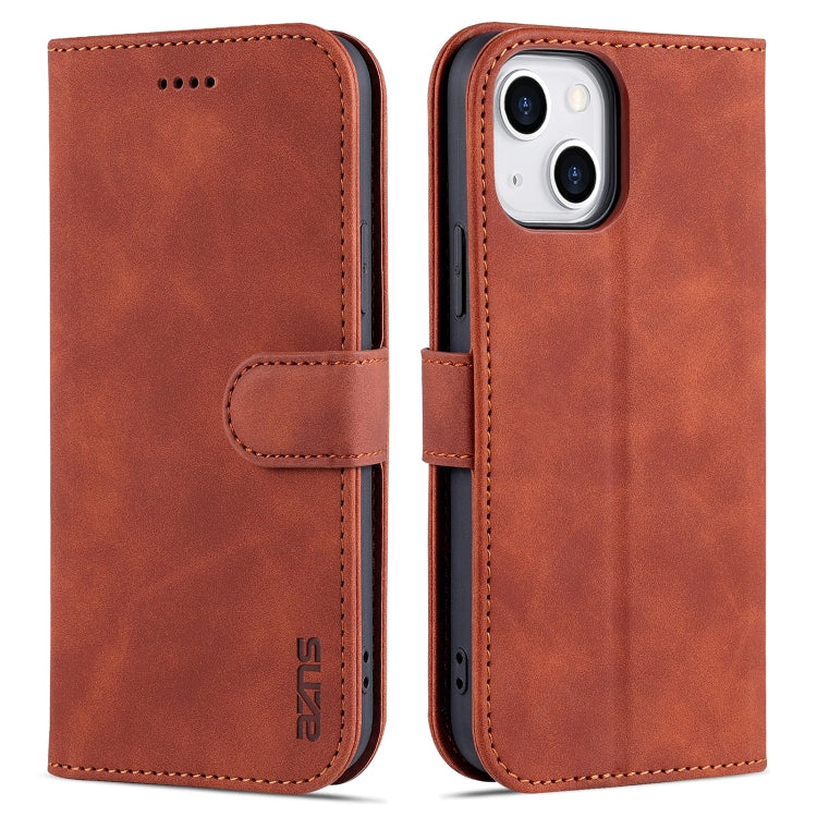 For iPhone 13 AZNS Skin Feel Calf Texture Horizontal Flip Leather Case with Card Slots & Holder & Wallet