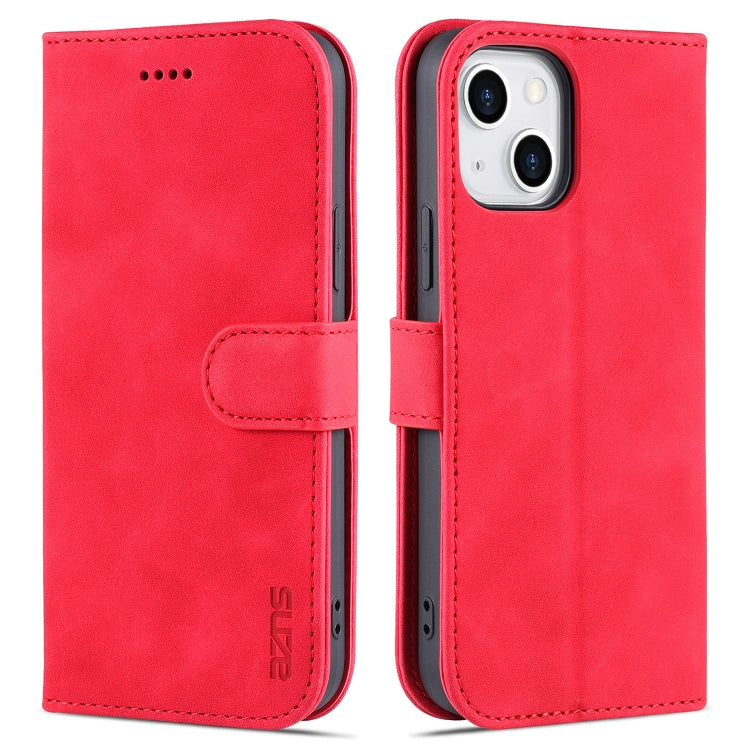 For iPhone 13 AZNS Skin Feel Calf Texture Horizontal Flip Leather Case with Card Slots & Holder & Wallet