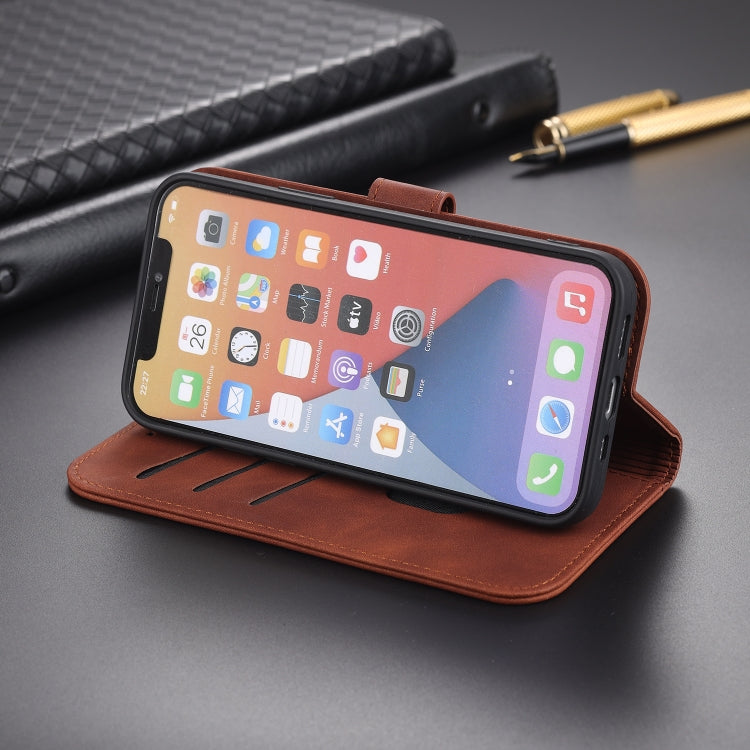 For iPhone 13 AZNS Skin Feel Calf Texture Horizontal Flip Leather Case with Card Slots & Holder & Wallet