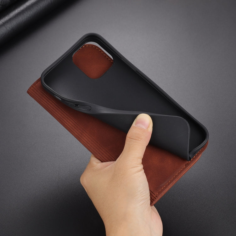 For iPhone 13 AZNS Skin Feel Calf Texture Horizontal Flip Leather Case with Card Slots & Holder & Wallet