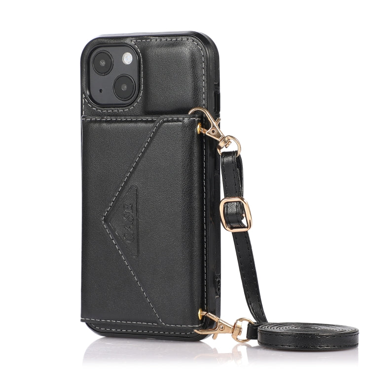 For iPhone 13 Multi-functional Cross-body Card Bag TPU+PU Back Cover Case with Holder & Card Slot & Wallet