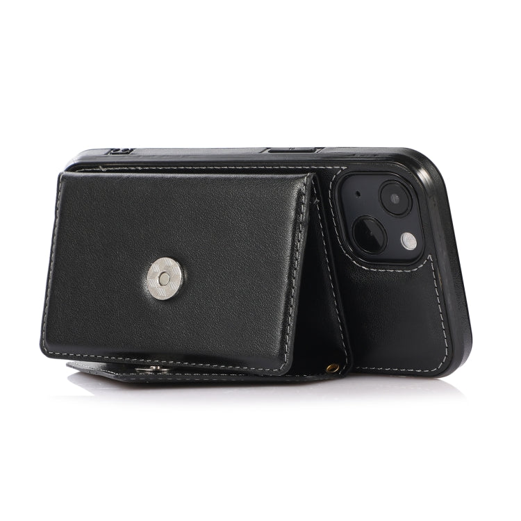 For iPhone 13 Multi-functional Cross-body Card Bag TPU+PU Back Cover Case with Holder & Card Slot & Wallet