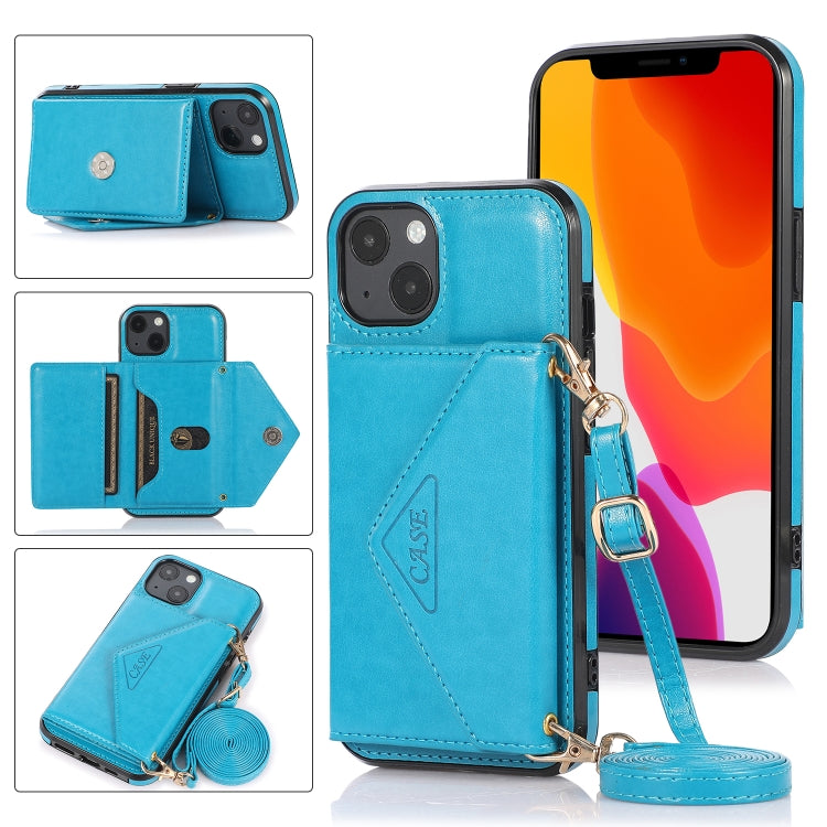 For iPhone 13 Multi-functional Cross-body Card Bag TPU+PU Back Cover Case with Holder & Card Slot & Wallet