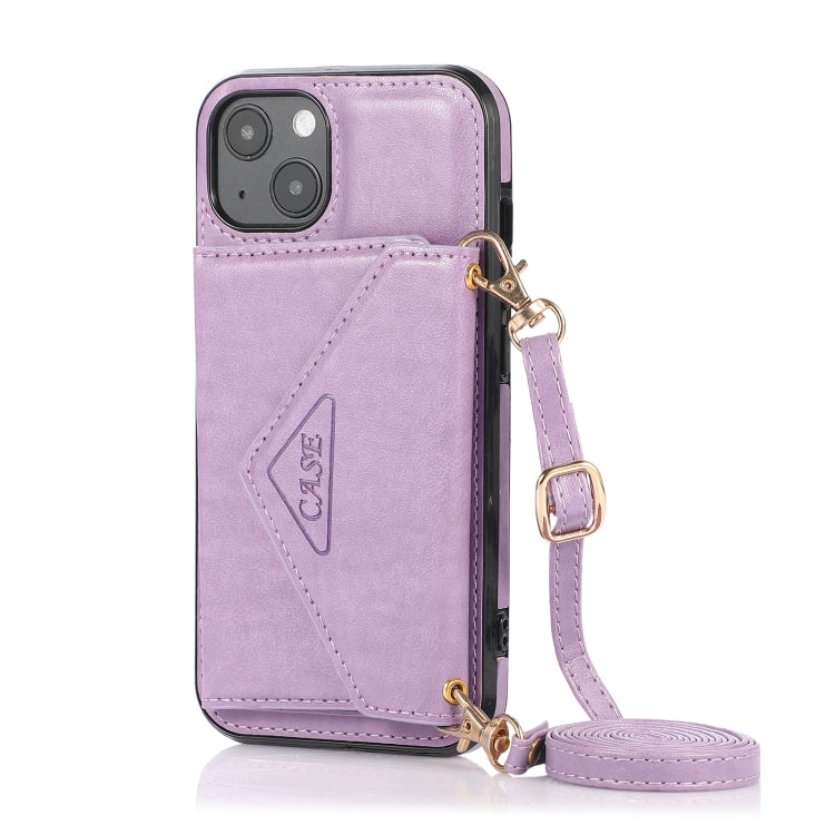 For iPhone 13 Multi-functional Cross-body Card Bag TPU+PU Back Cover Case with Holder & Card Slot & Wallet