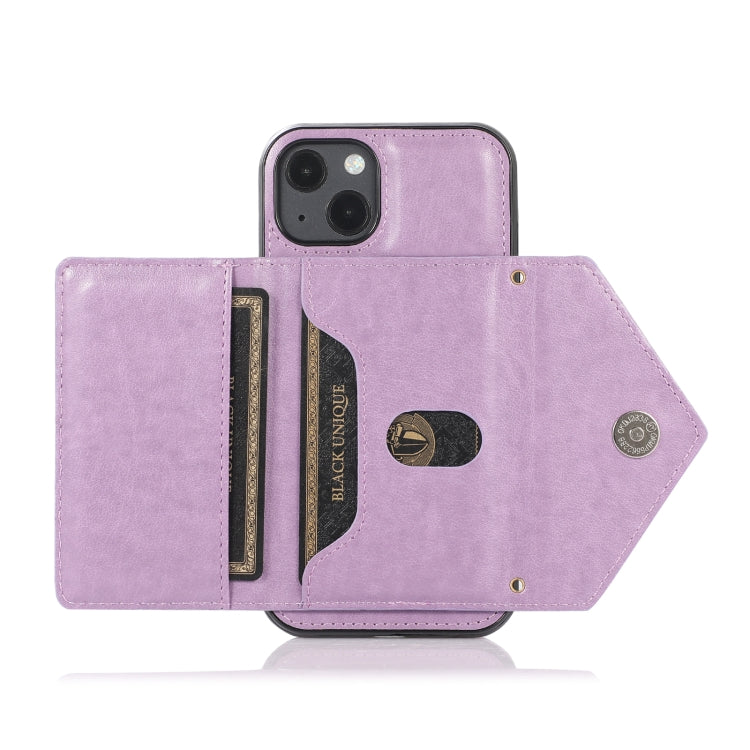 For iPhone 13 Multi-functional Cross-body Card Bag TPU+PU Back Cover Case with Holder & Card Slot & Wallet
