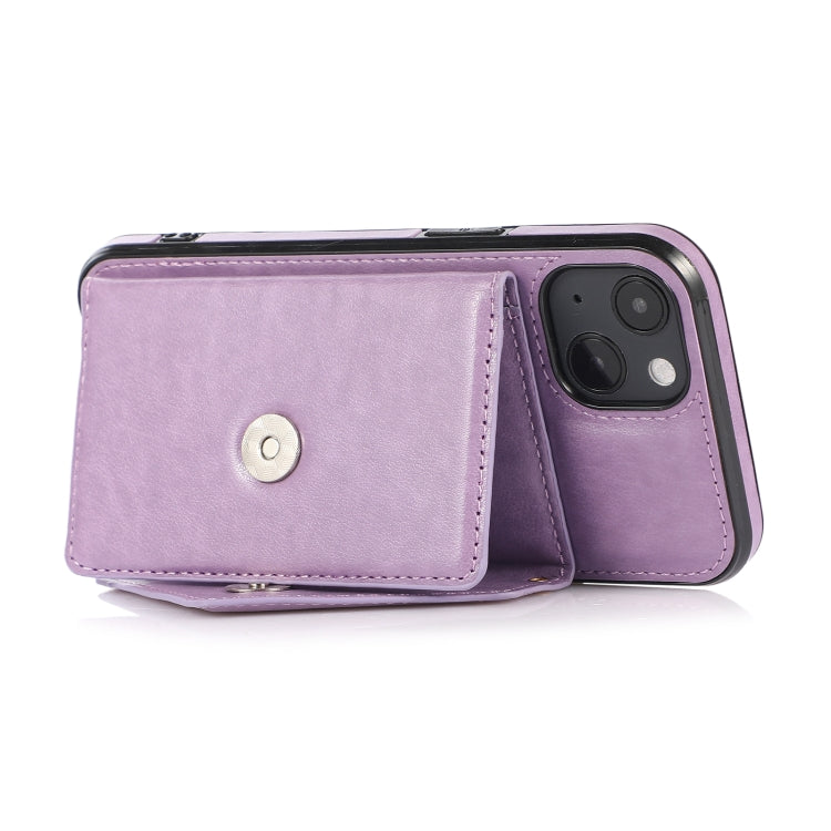 For iPhone 13 Multi-functional Cross-body Card Bag TPU+PU Back Cover Case with Holder & Card Slot & Wallet