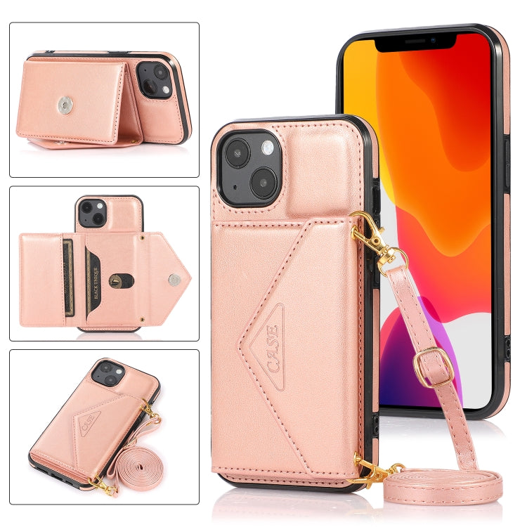 For iPhone 13 Multi-functional Cross-body Card Bag TPU+PU Back Cover Case with Holder & Card Slot & Wallet