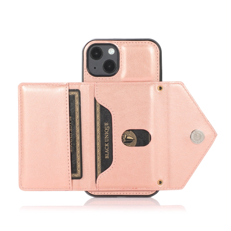 For iPhone 13 Multi-functional Cross-body Card Bag TPU+PU Back Cover Case with Holder & Card Slot & Wallet