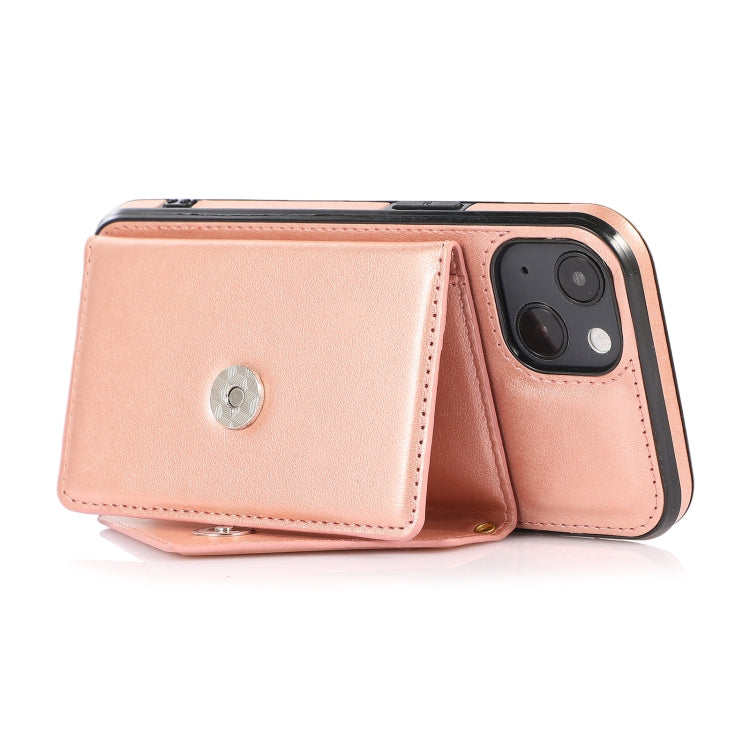 For iPhone 13 Multi-functional Cross-body Card Bag TPU+PU Back Cover Case with Holder & Card Slot & Wallet