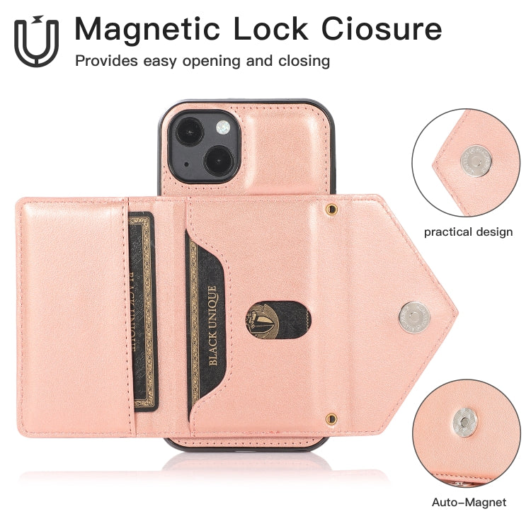 For iPhone 13 Multi-functional Cross-body Card Bag TPU+PU Back Cover Case with Holder & Card Slot & Wallet