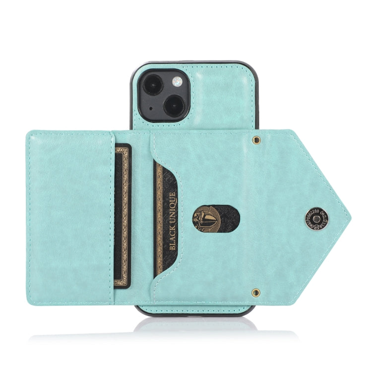 For iPhone 13 Multi-functional Cross-body Card Bag TPU+PU Back Cover Case with Holder & Card Slot & Wallet