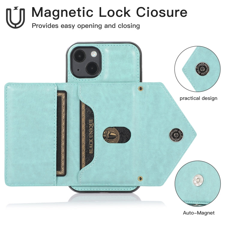 For iPhone 13 Multi-functional Cross-body Card Bag TPU+PU Back Cover Case with Holder & Card Slot & Wallet