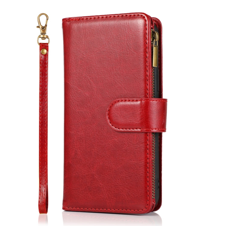 For iPhone 13 mini Multifunctional Crazy Horse Texture Horizontal Flip Leather Case with 9 Card Slot & Holder & Zipper Wallet & Lanyard