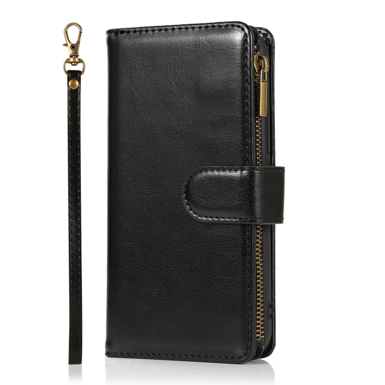 For iPhone 13 mini Multifunctional Crazy Horse Texture Horizontal Flip Leather Case with 9 Card Slot & Holder & Zipper Wallet & Lanyard