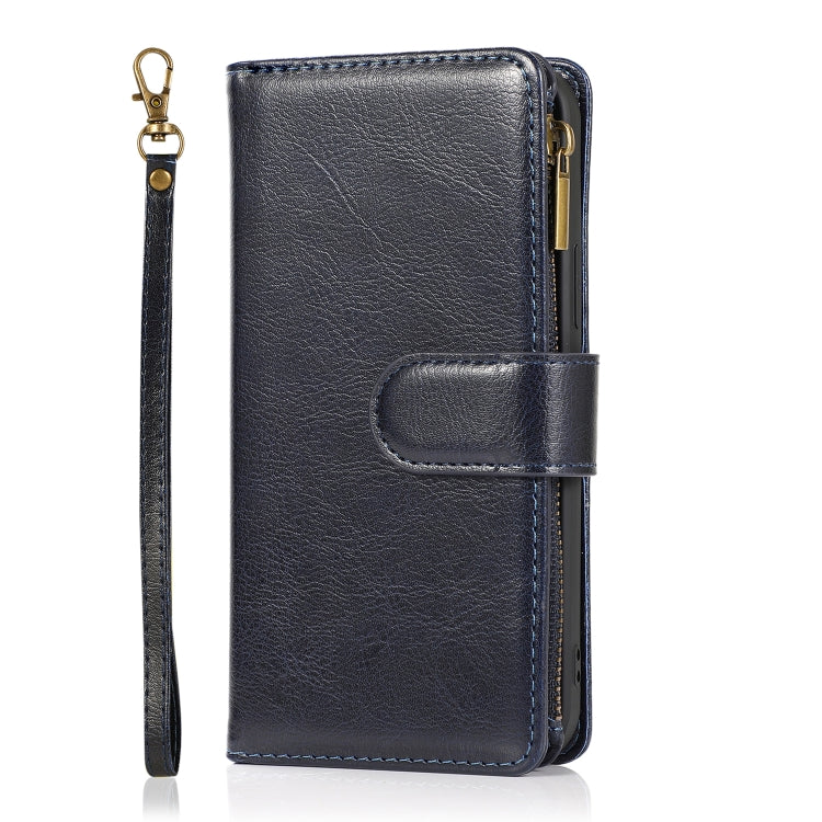 For iPhone 13 mini Multifunctional Crazy Horse Texture Horizontal Flip Leather Case with 9 Card Slot & Holder & Zipper Wallet & Lanyard