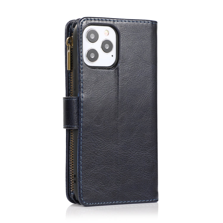 For iPhone 13 mini Multifunctional Crazy Horse Texture Horizontal Flip Leather Case with 9 Card Slot & Holder & Zipper Wallet & Lanyard