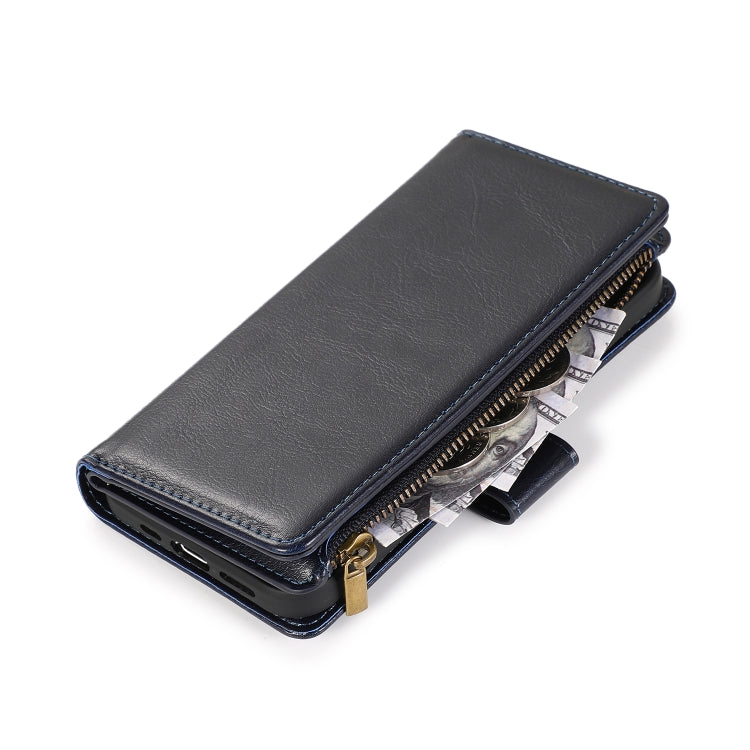 For iPhone 13 mini Multifunctional Crazy Horse Texture Horizontal Flip Leather Case with 9 Card Slot & Holder & Zipper Wallet & Lanyard