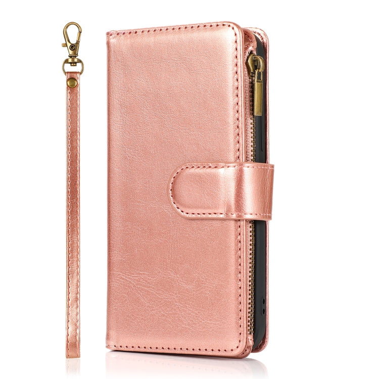 For iPhone 13 mini Multifunctional Crazy Horse Texture Horizontal Flip Leather Case with 9 Card Slot & Holder & Zipper Wallet & Lanyard