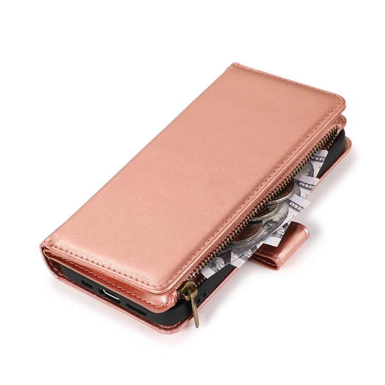 For iPhone 13 mini Multifunctional Crazy Horse Texture Horizontal Flip Leather Case with 9 Card Slot & Holder & Zipper Wallet & Lanyard