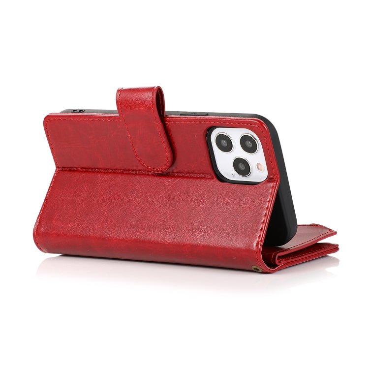 For iPhone 13 Multifunctional Crazy Horse Texture Horizontal Flip Leather Case with 9 Card Slot & Holder & Zipper Wallet & Lanyard