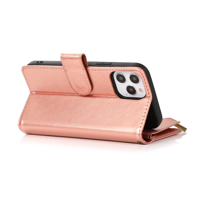 For iPhone 13 Pro Multifunctional Crazy Horse Texture Horizontal Flip Leather Case with 9 Card Slot & Holder & Zipper Wallet & Lanyard