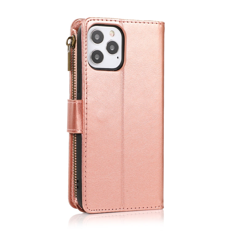 For iPhone 13 Pro Max Multifunctional Crazy Horse Texture Horizontal Flip Leather Case with 9 Card Slot & Holder & Zipper Wallet & Lanyard