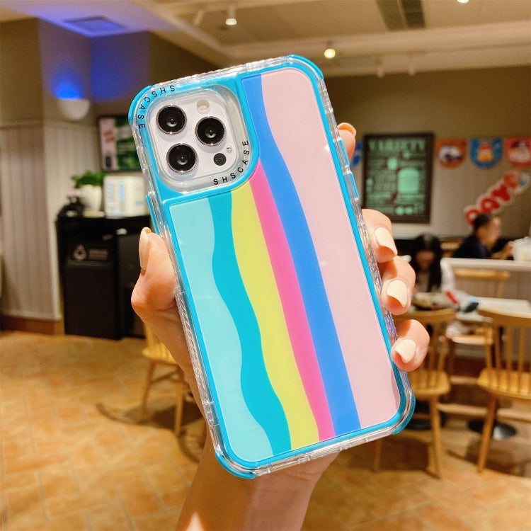 For iPhone 13 Pro Max Rainbow TPU + PC Glass Shockproof Case