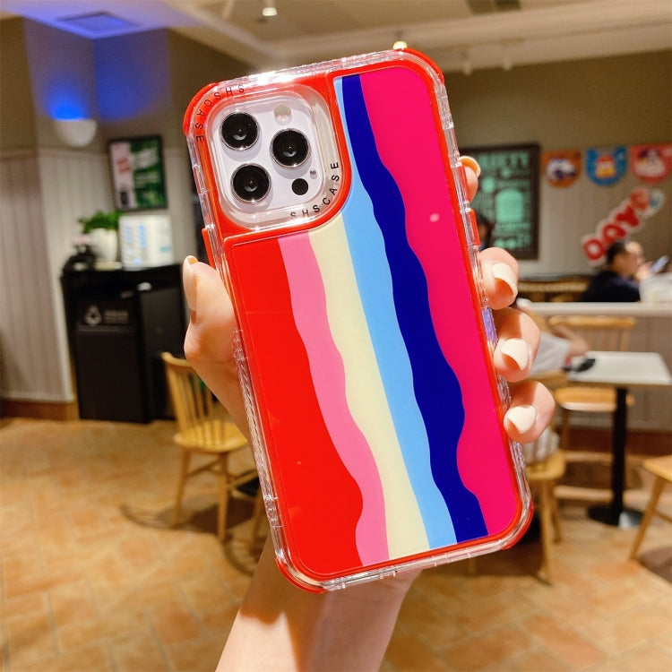 For iPhone 12 / 12 Pro Rainbow TPU + PC Glass Shockproof Case