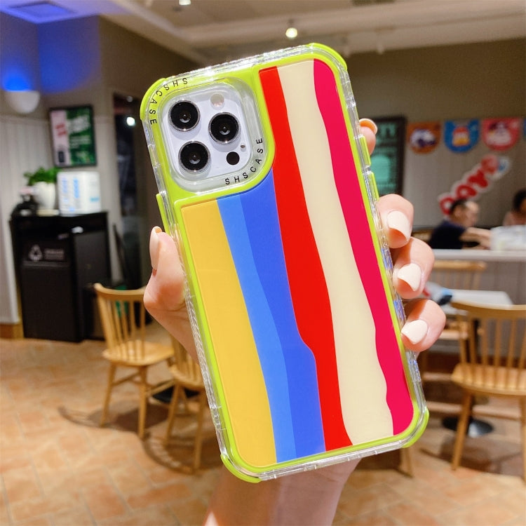 For iPhone 12 Pro Max Rainbow TPU + PC Glass Shockproof Case